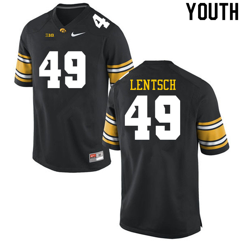Youth #49 Andrew Lentsch Iowa Hawkeyes College Football Jerseys Sale-Black - Click Image to Close